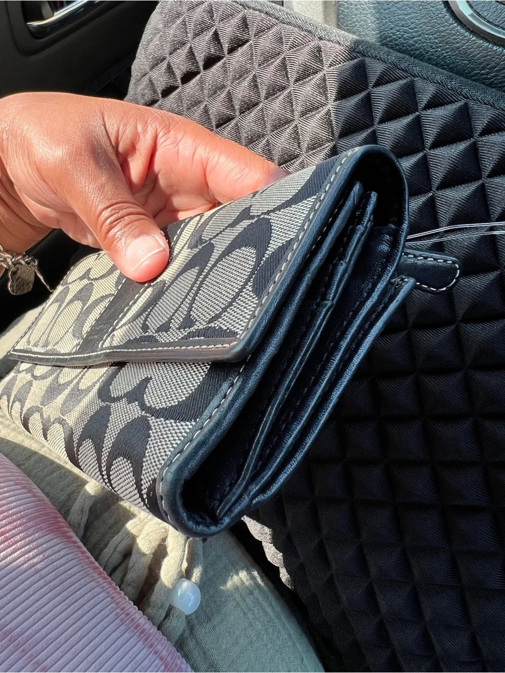 Coach Black & Gray Signature Continental Wallet